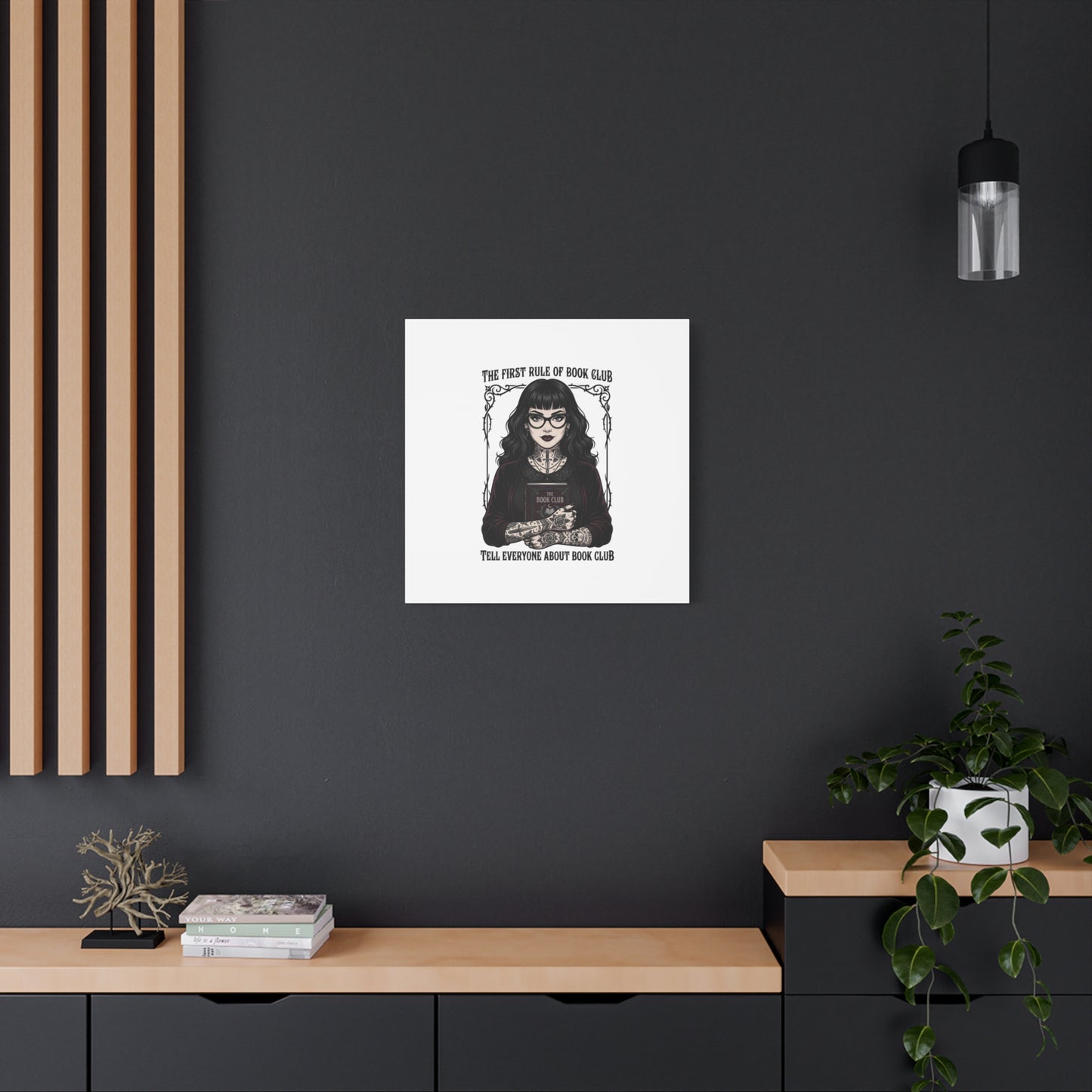 Book Club Rule Canvas | Book Lover, Dark Academia Reading Decor