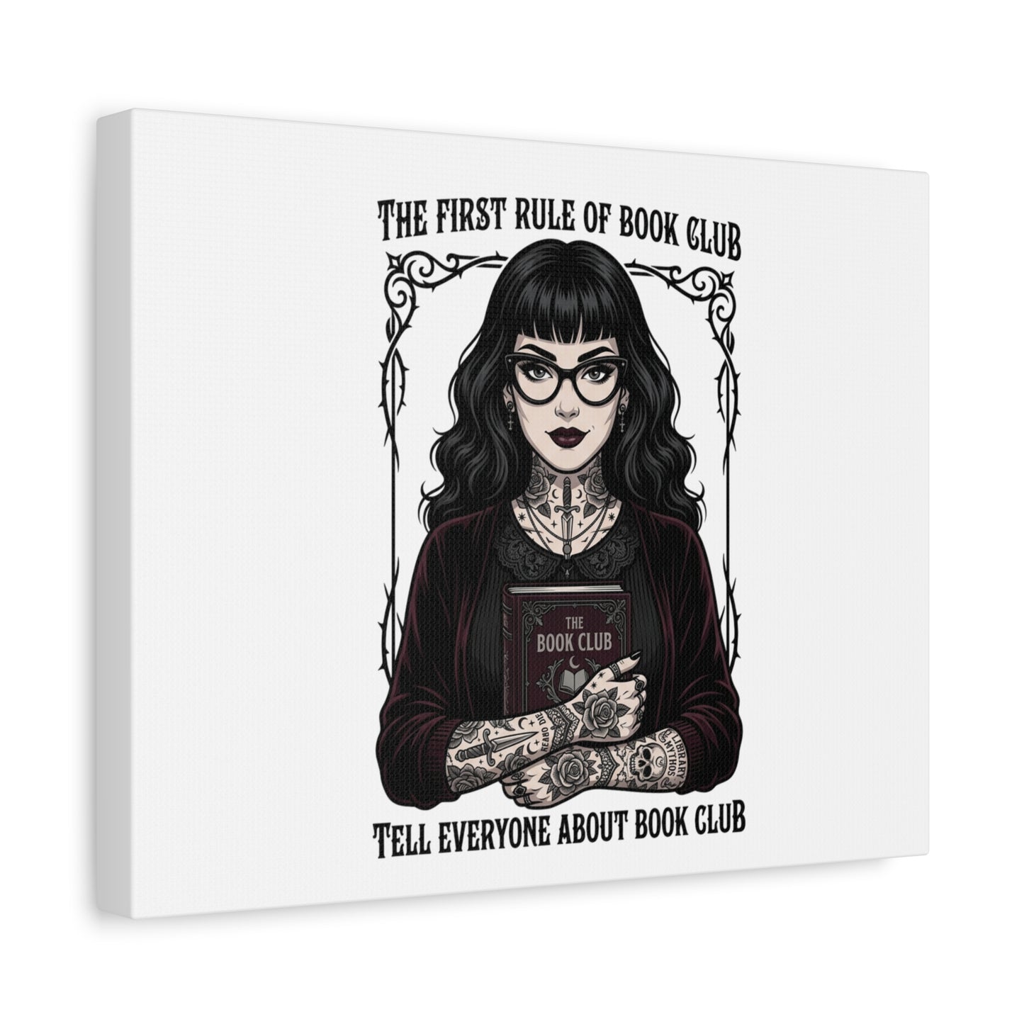 Book Club Rule Canvas | Book Lover, Dark Academia Reading Decor