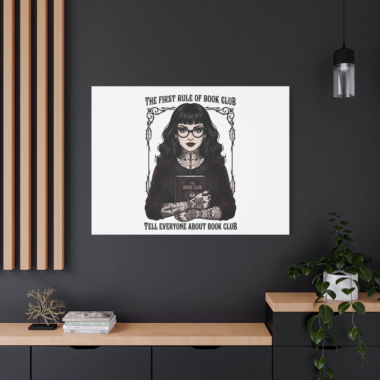 Book Club Rule Canvas | Book Lover, Dark Academia Reading Decor