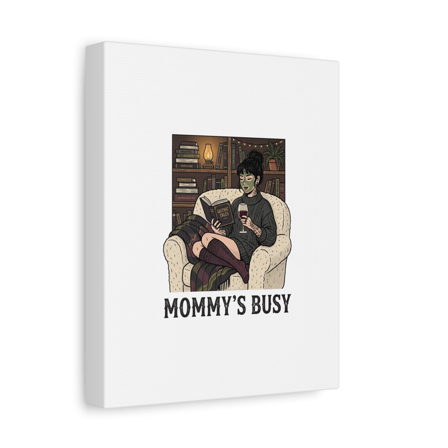 Mommy's Busy Reading Canvas, Book Lover Wall Art | Cozy Reader, Dark Academia