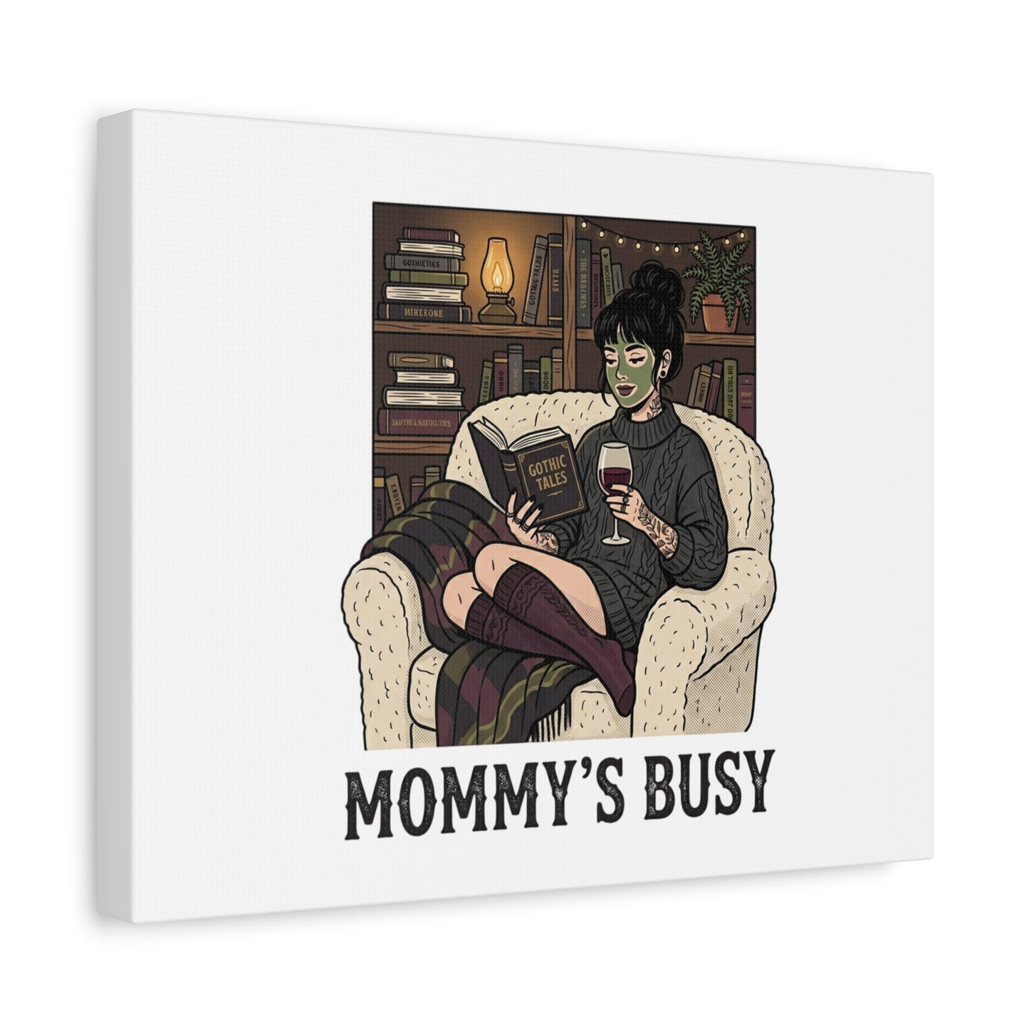 Mommy's Busy Reading Canvas, Book Lover Wall Art | Cozy Reader, Dark Academia