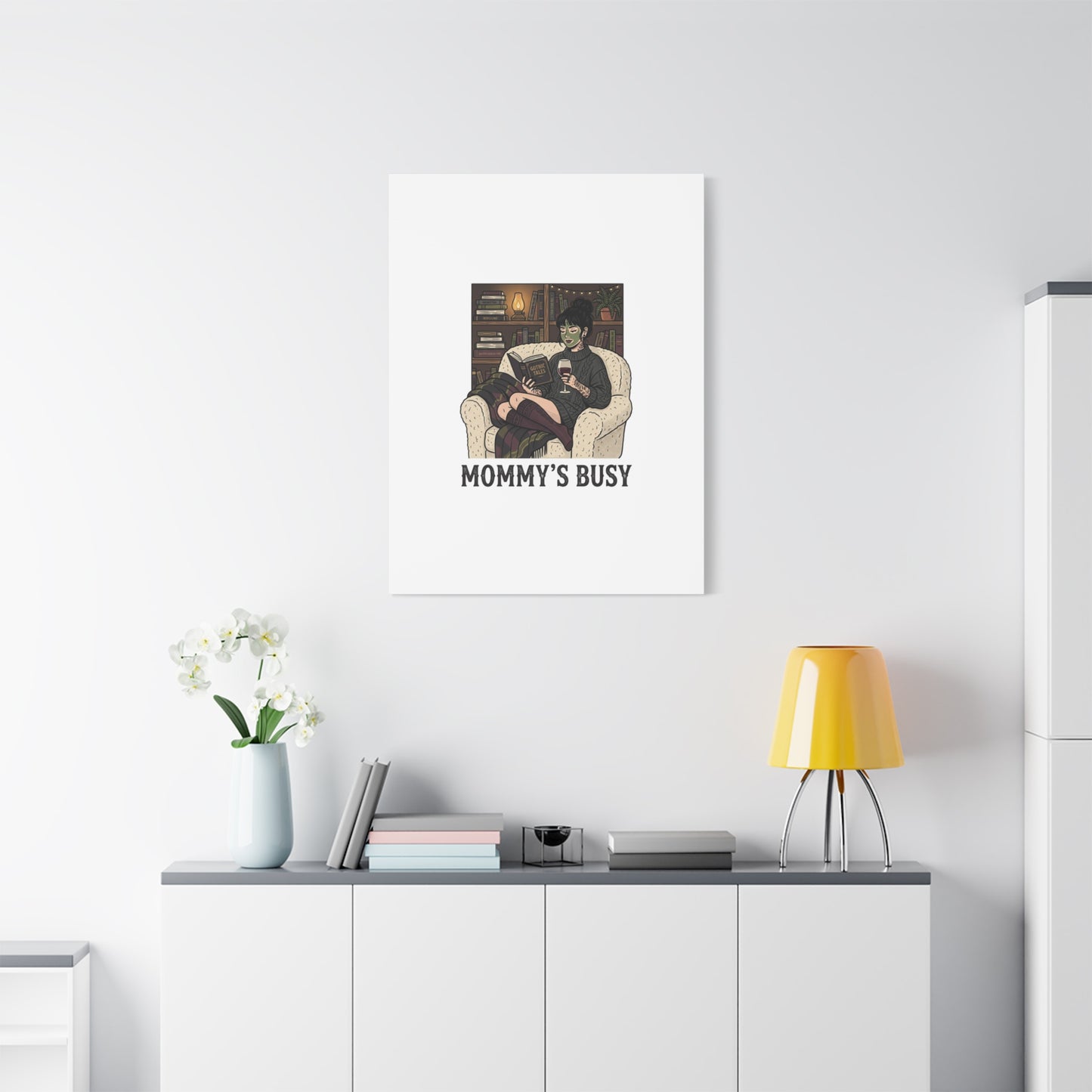 Mommy's Busy Reading Canvas, Book Lover Wall Art | Cozy Reader, Dark Academia