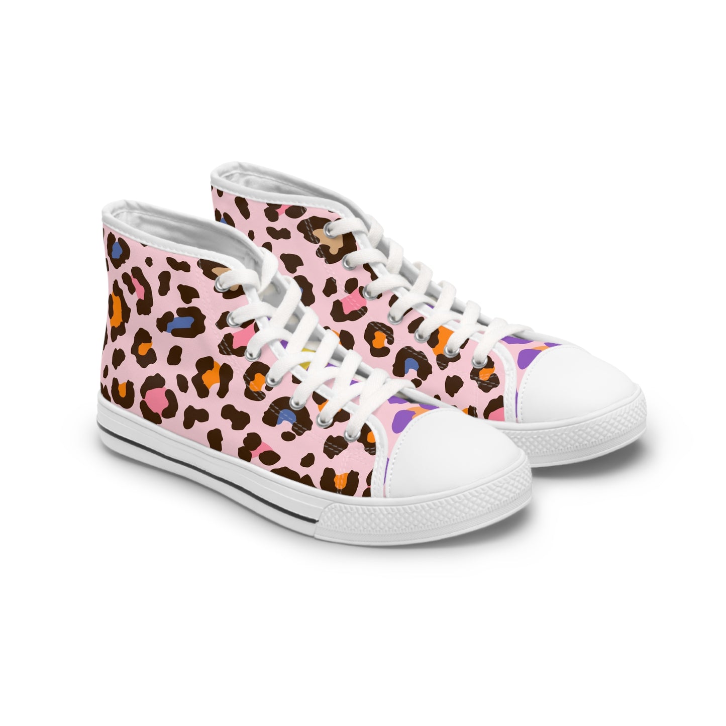 Women's Pretty In Pink High Top Sneakers — Pink Leopard Print Canvas Shoes