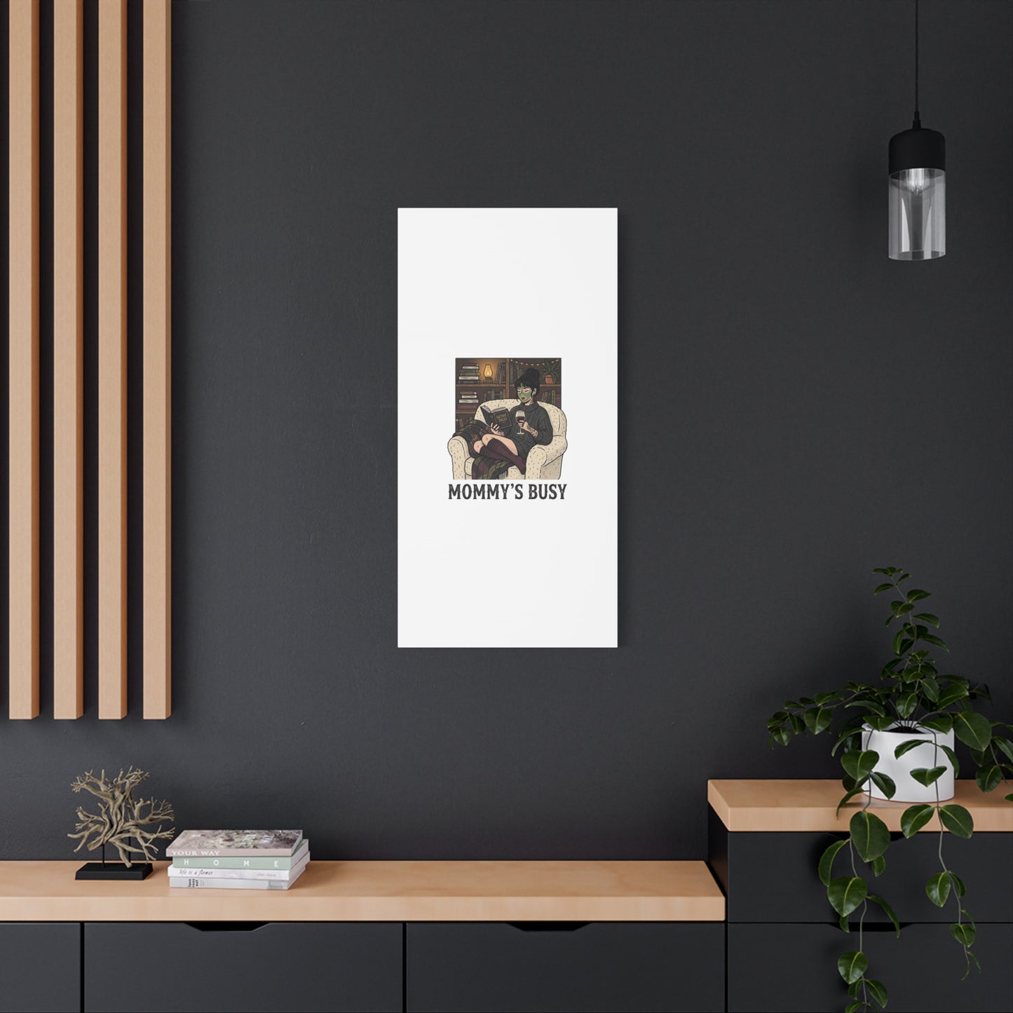 Mommy's Busy Reading Canvas, Book Lover Wall Art | Cozy Reader, Dark Academia