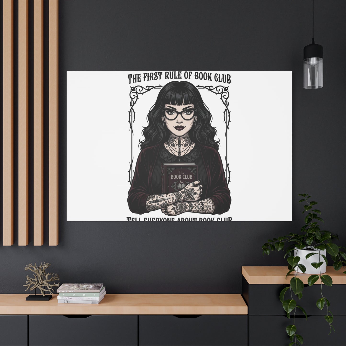 Book Club Rule Canvas | Book Lover, Dark Academia Reading Decor