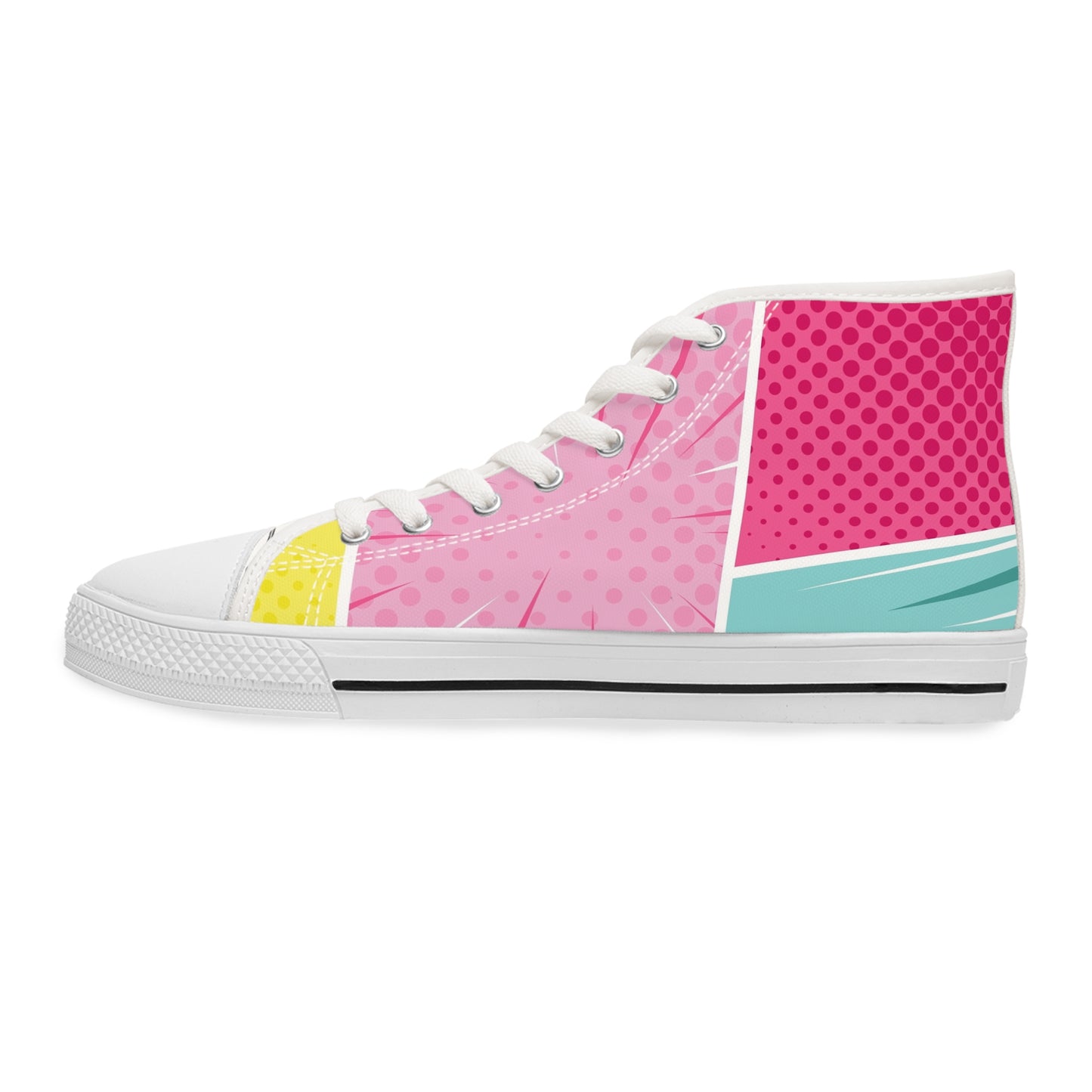 Women’s Pop Art High-Top Sneakers — Colorful Comic Graphic Print