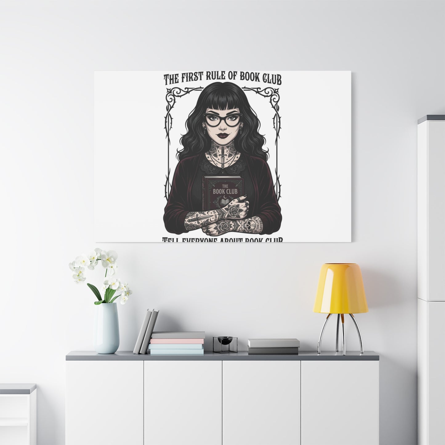 Book Club Rule Canvas | Book Lover, Dark Academia Reading Decor