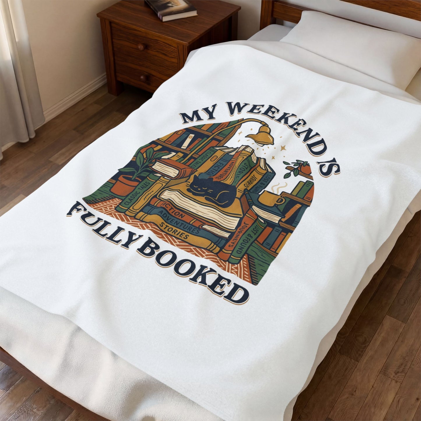 Fully Booked Velveteen Plush Blanket | Book Lover, Cozy Reader