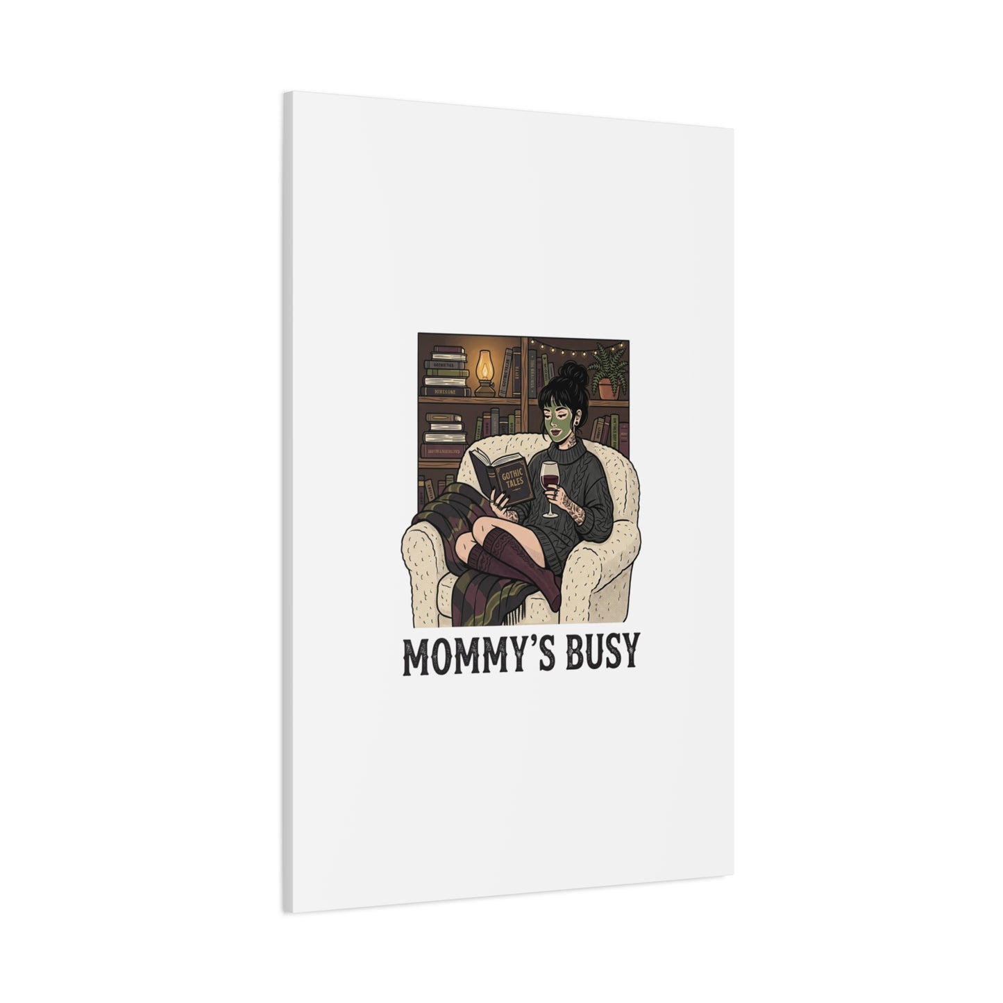 Mommy's Busy Reading Canvas, Book Lover Wall Art | Cozy Reader, Dark Academia