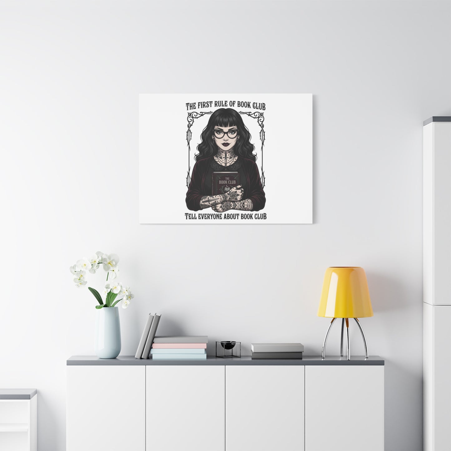 Book Club Rule Canvas | Book Lover, Dark Academia Reading Decor