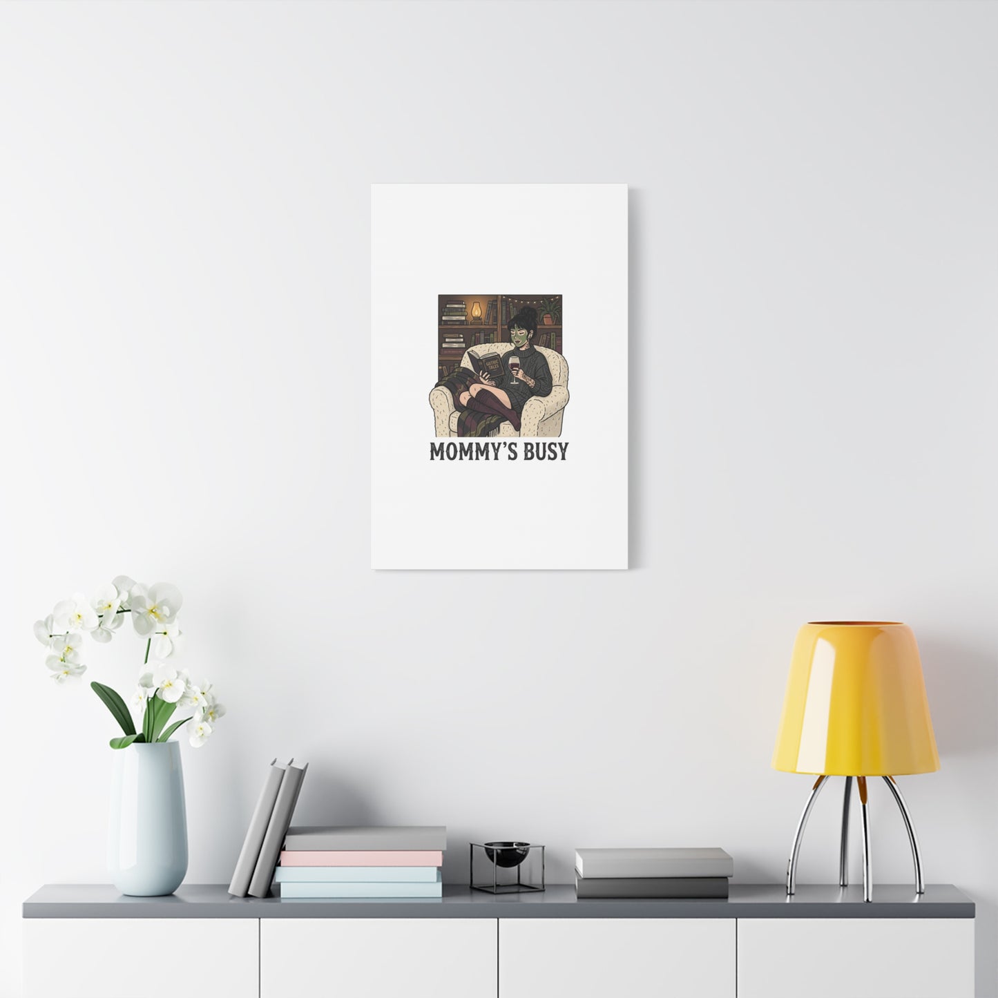 Mommy's Busy Reading Canvas, Book Lover Wall Art | Cozy Reader, Dark Academia