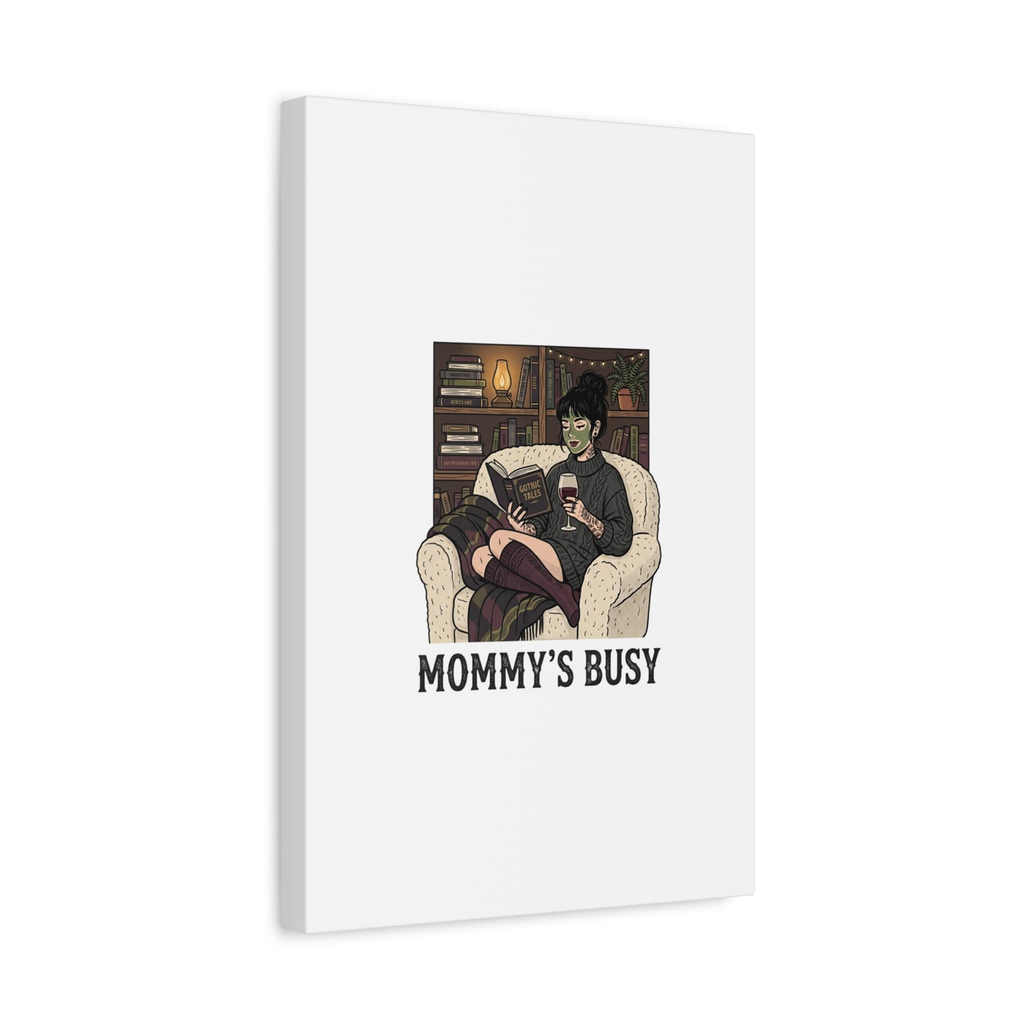 Mommy's Busy Reading Canvas, Book Lover Wall Art | Cozy Reader, Dark Academia