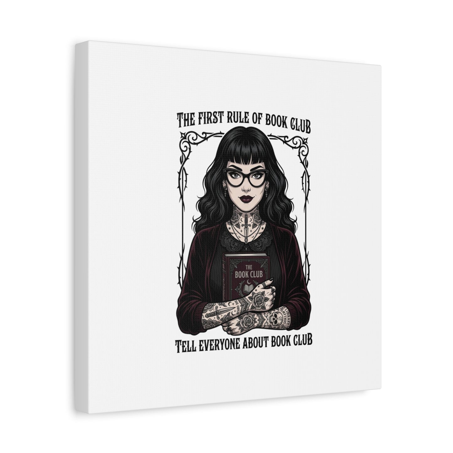 Book Club Rule Canvas | Book Lover, Dark Academia Reading Decor
