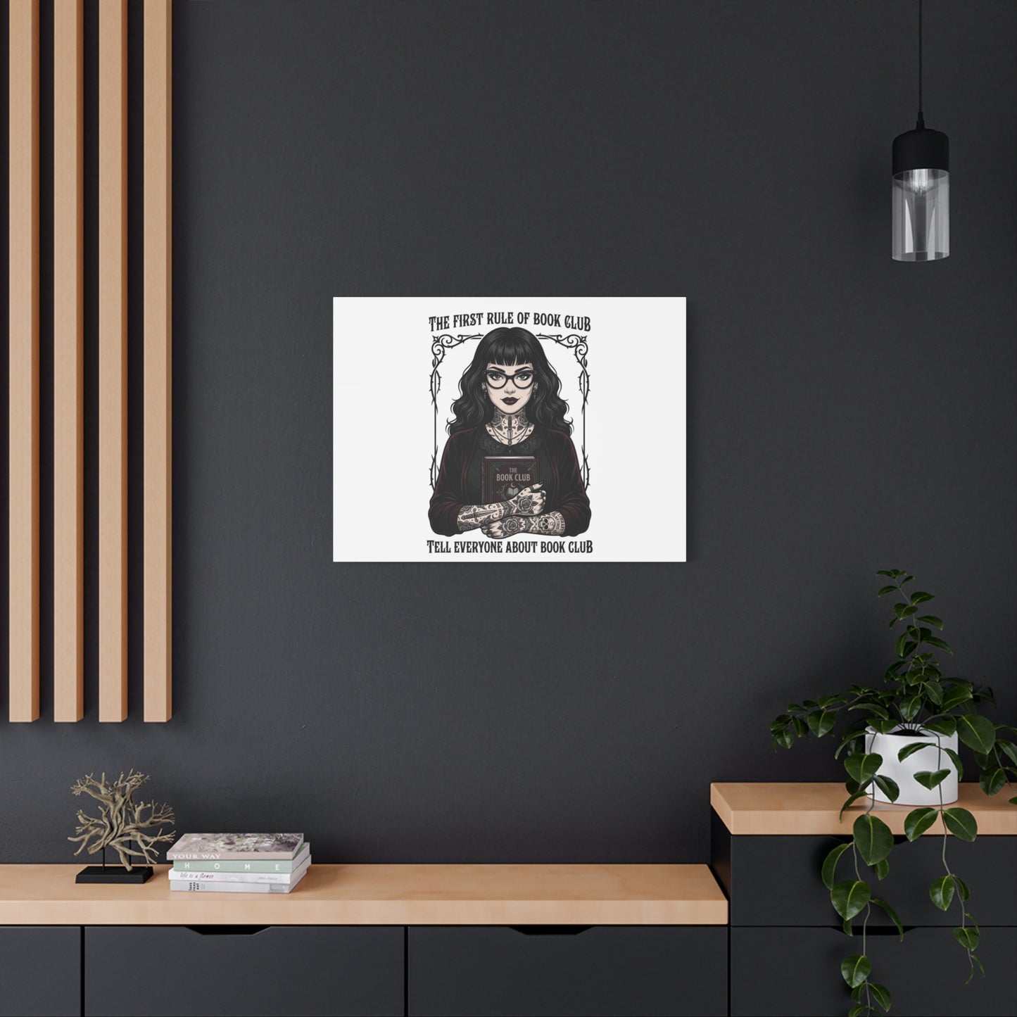 Book Club Rule Canvas | Book Lover, Dark Academia Reading Decor