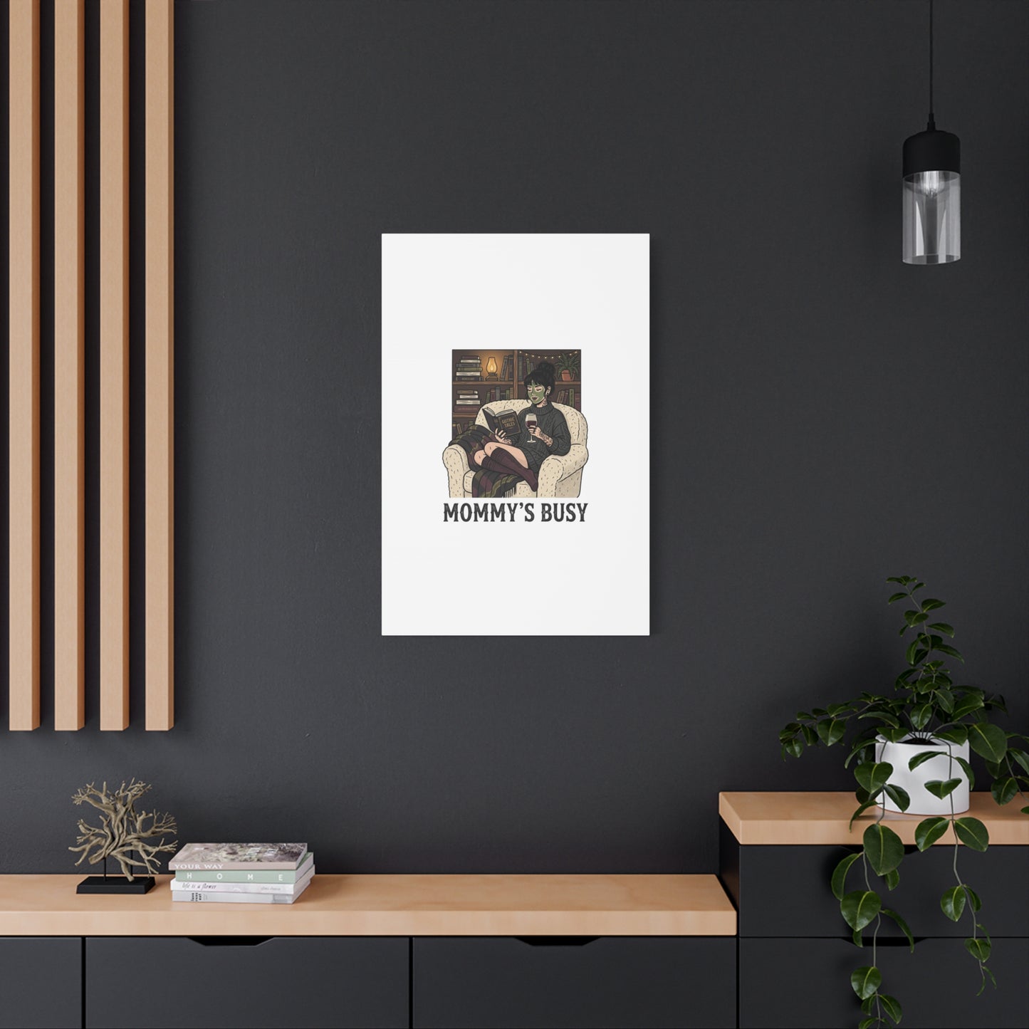 Mommy's Busy Reading Canvas, Book Lover Wall Art | Cozy Reader, Dark Academia