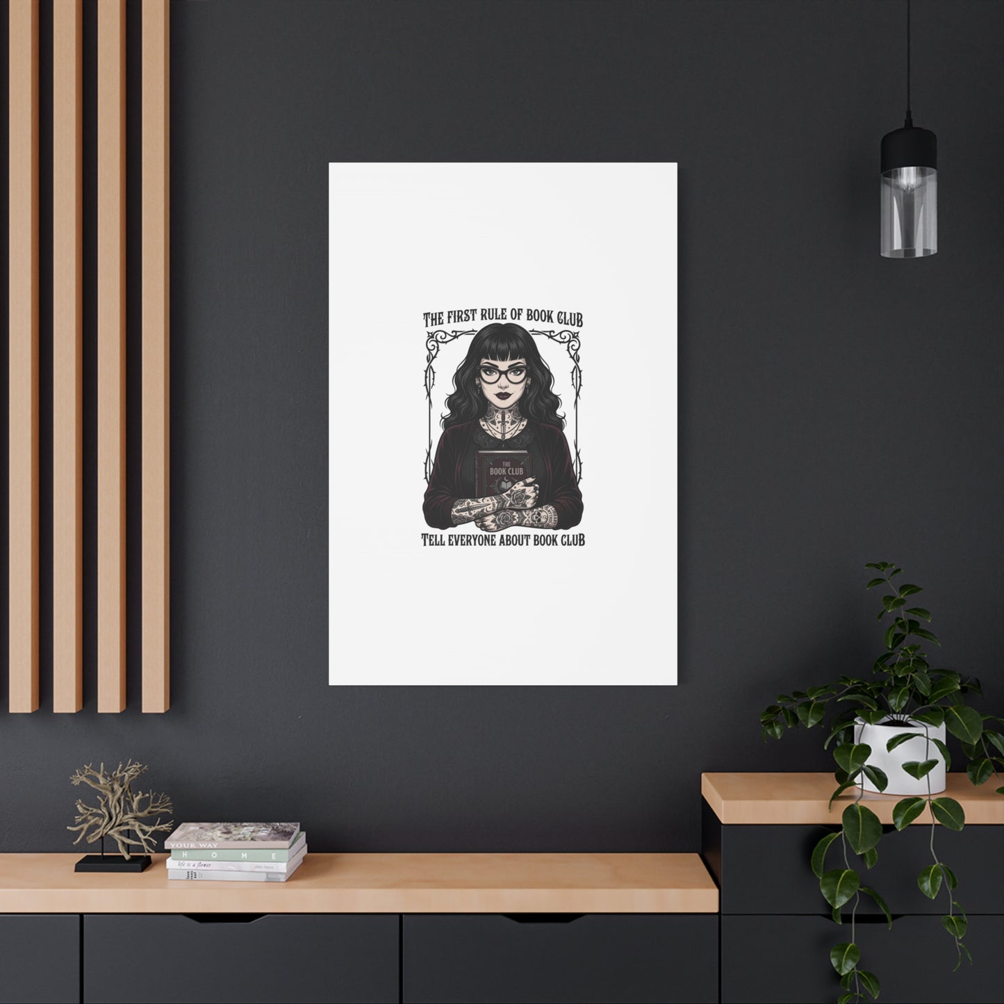 Book Club Rule Canvas | Book Lover, Dark Academia Reading Decor