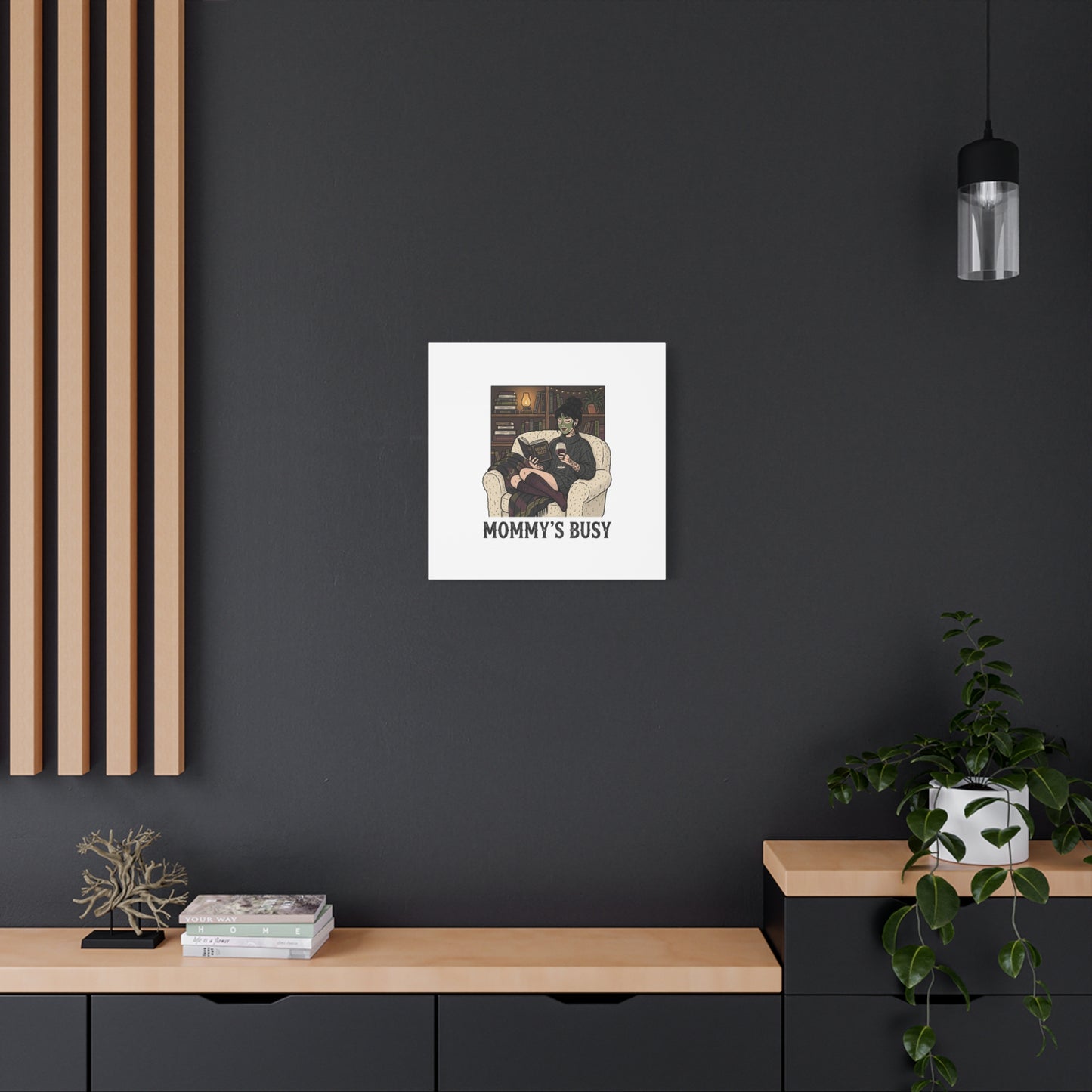 Mommy's Busy Reading Canvas, Book Lover Wall Art | Cozy Reader, Dark Academia