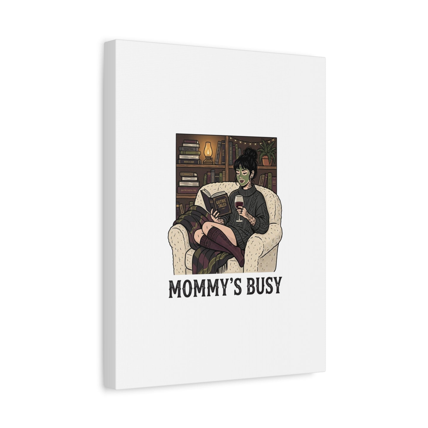 Mommy's Busy Reading Canvas, Book Lover Wall Art | Cozy Reader, Dark Academia