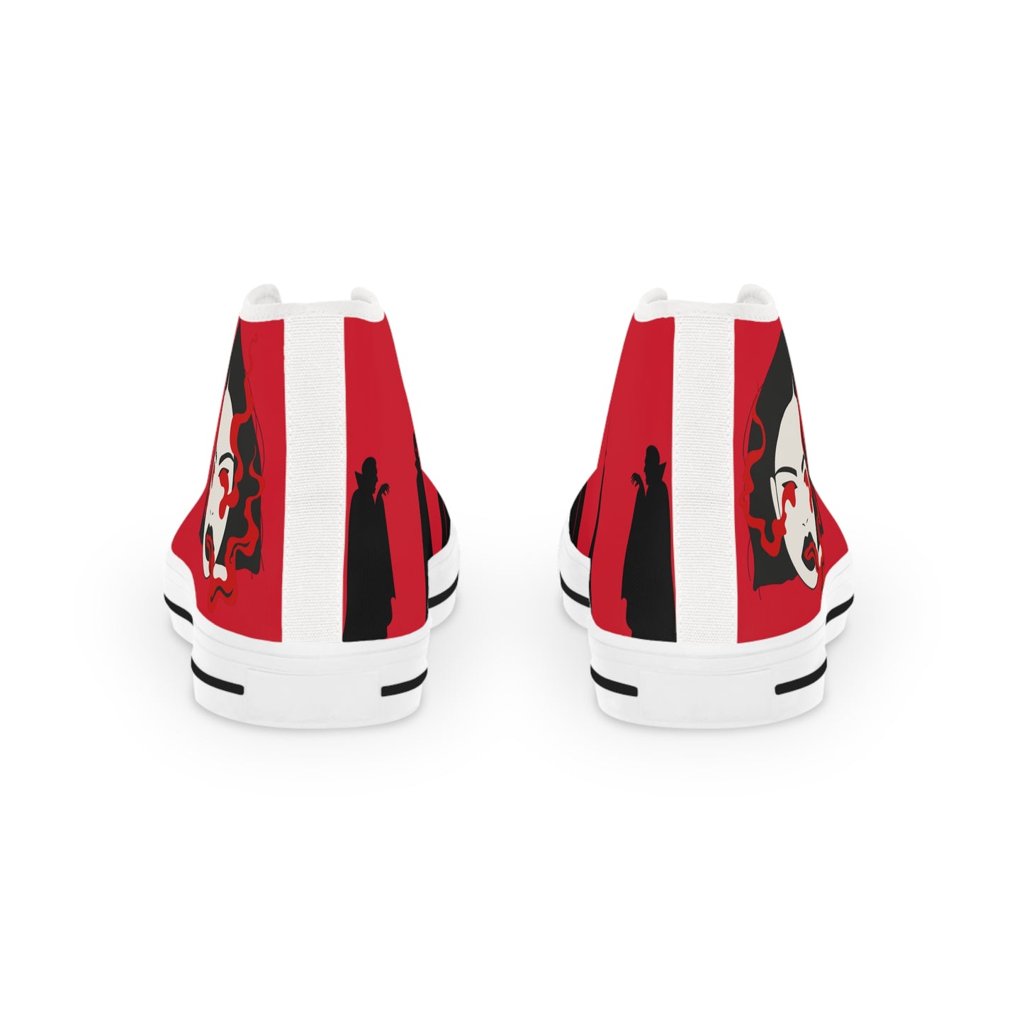 Men's Devil Dandy High Top Sneakers — Red & Black Skate-Style Men's Sneakers with Graphic Side Art