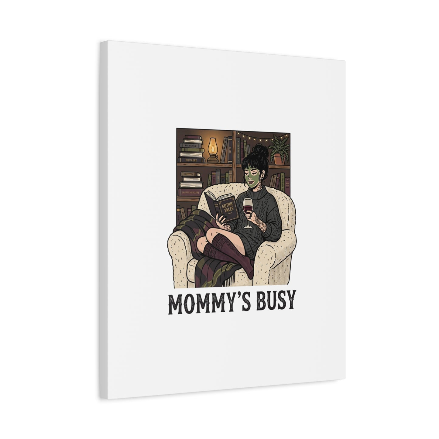 Mommy's Busy Reading Canvas, Book Lover Wall Art | Cozy Reader, Dark Academia