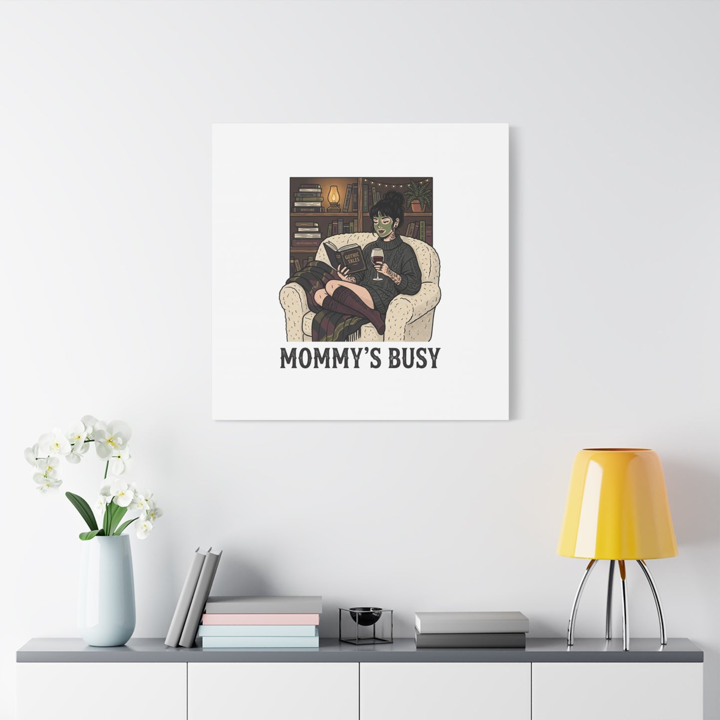 Mommy's Busy Reading Canvas, Book Lover Wall Art | Cozy Reader, Dark Academia