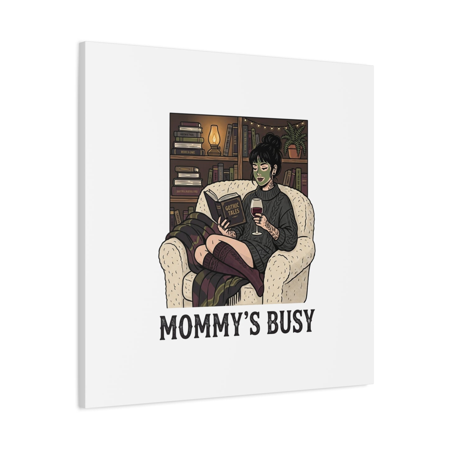 Mommy's Busy Reading Canvas, Book Lover Wall Art | Cozy Reader, Dark Academia