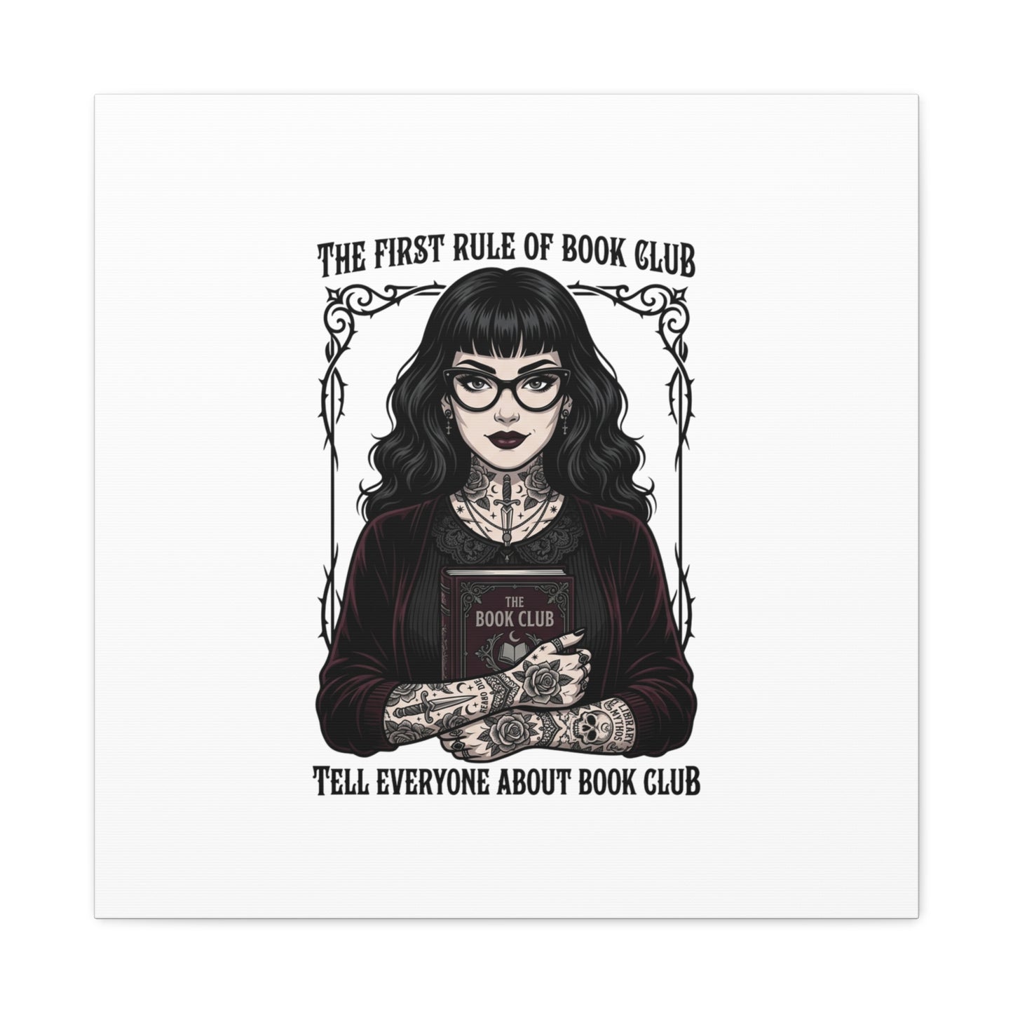 Book Club Rule Canvas | Book Lover, Dark Academia Reading Decor