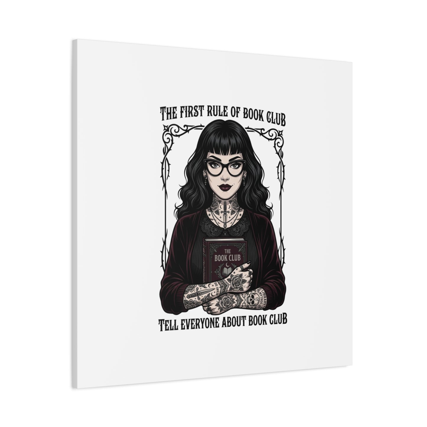 Book Club Rule Canvas | Book Lover, Dark Academia Reading Decor