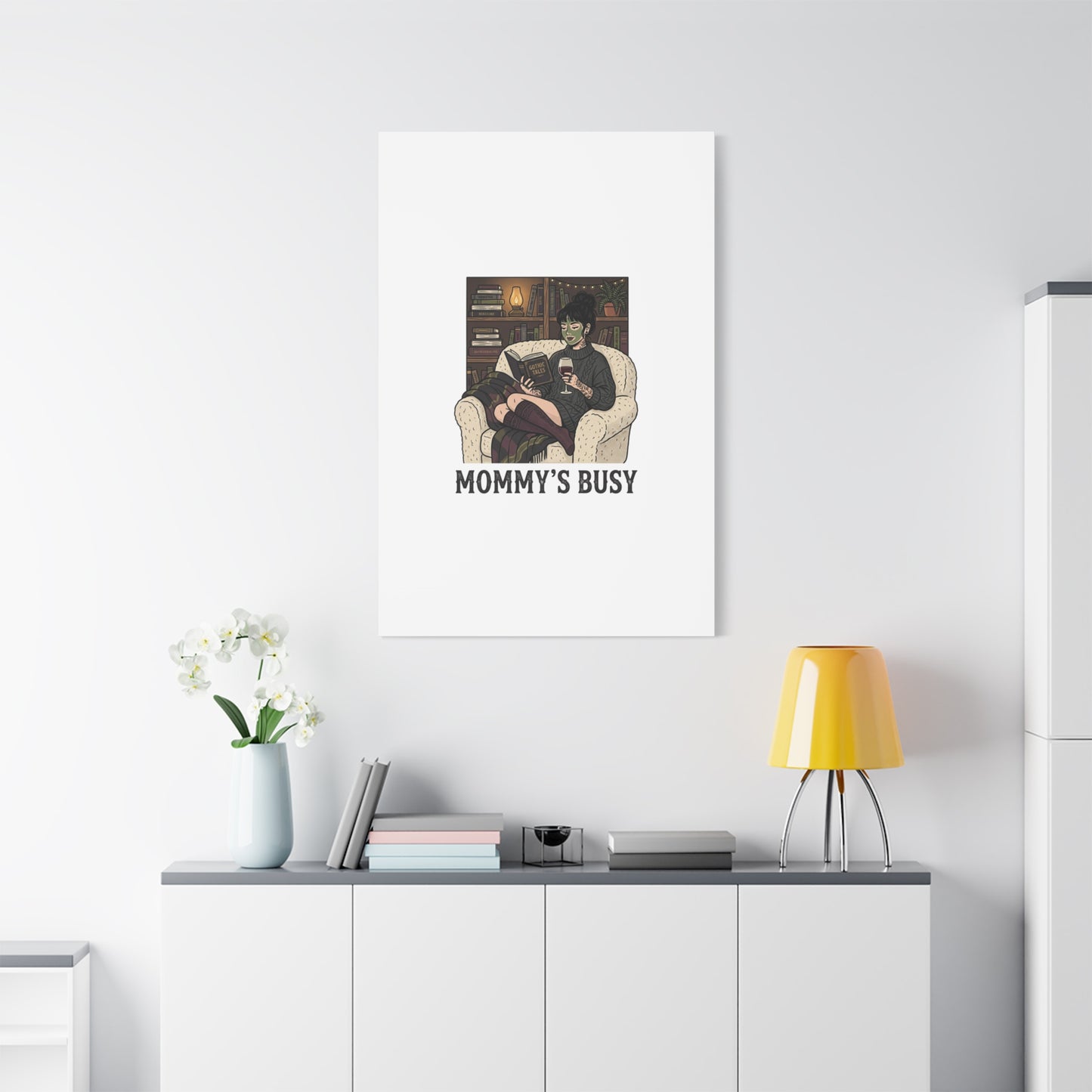 Mommy's Busy Reading Canvas, Book Lover Wall Art | Cozy Reader, Dark Academia