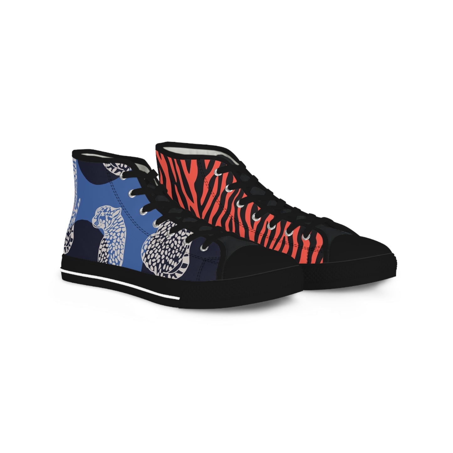 Men's Funky Fella High Top Sneakers — Bold Zebra & Abstract Coral Pattern