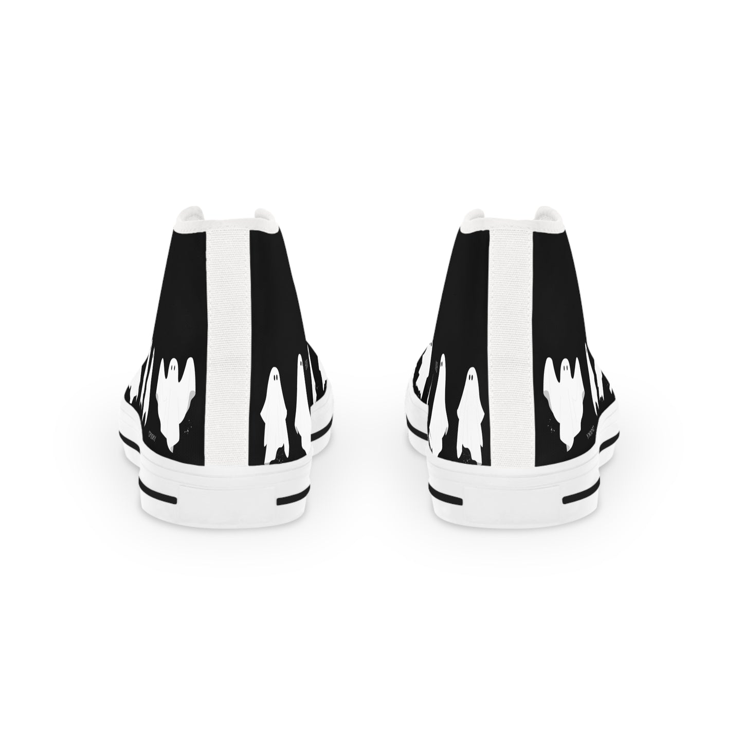 Men's Ghosty Guy High Top Sneakers — Black Silhouette Birds Design