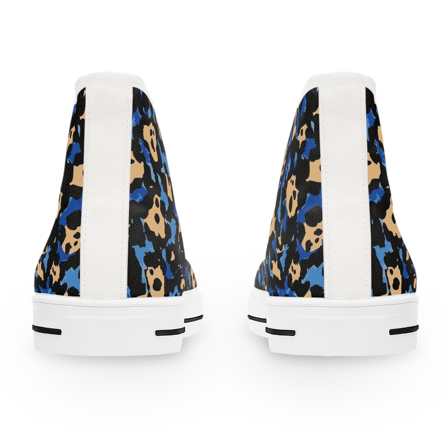 Women's Beautiful In Blue High Top Sneakers — Blue & Tan Leopard Print Canvas Shoes