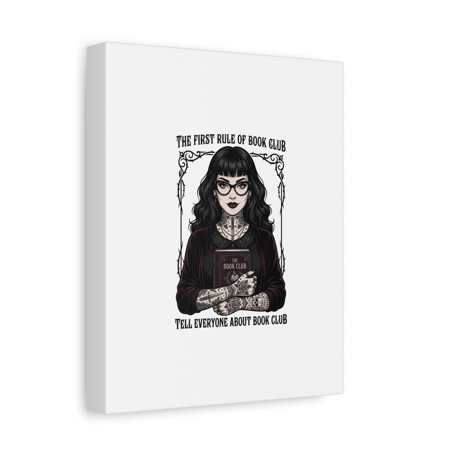 Book Club Rule Canvas | Book Lover, Dark Academia Reading Decor