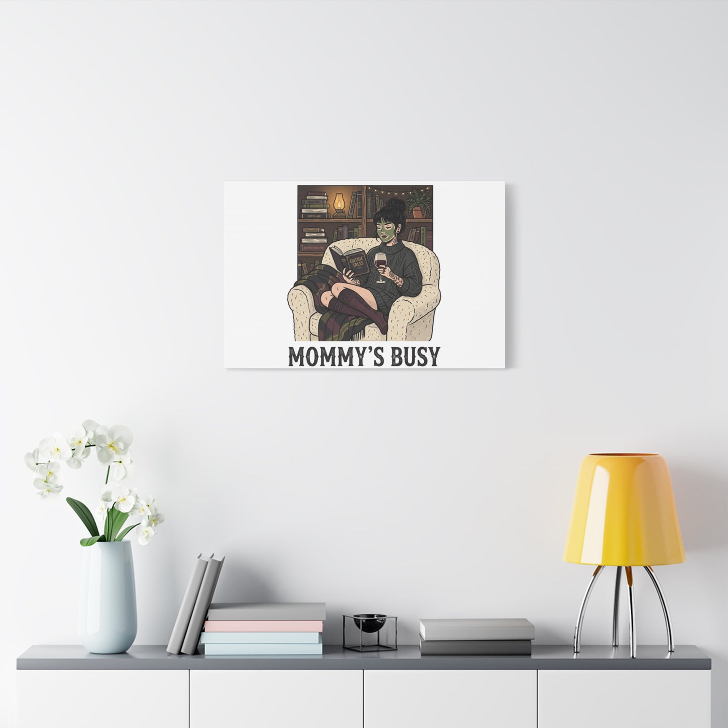 Mommy's Busy Reading Canvas, Book Lover Wall Art | Cozy Reader, Dark Academia