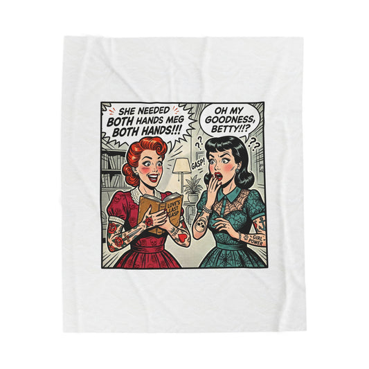 Bookish Comic Panel Velveteen Plush Blanket | Cozy Reader, Library Aesthetic