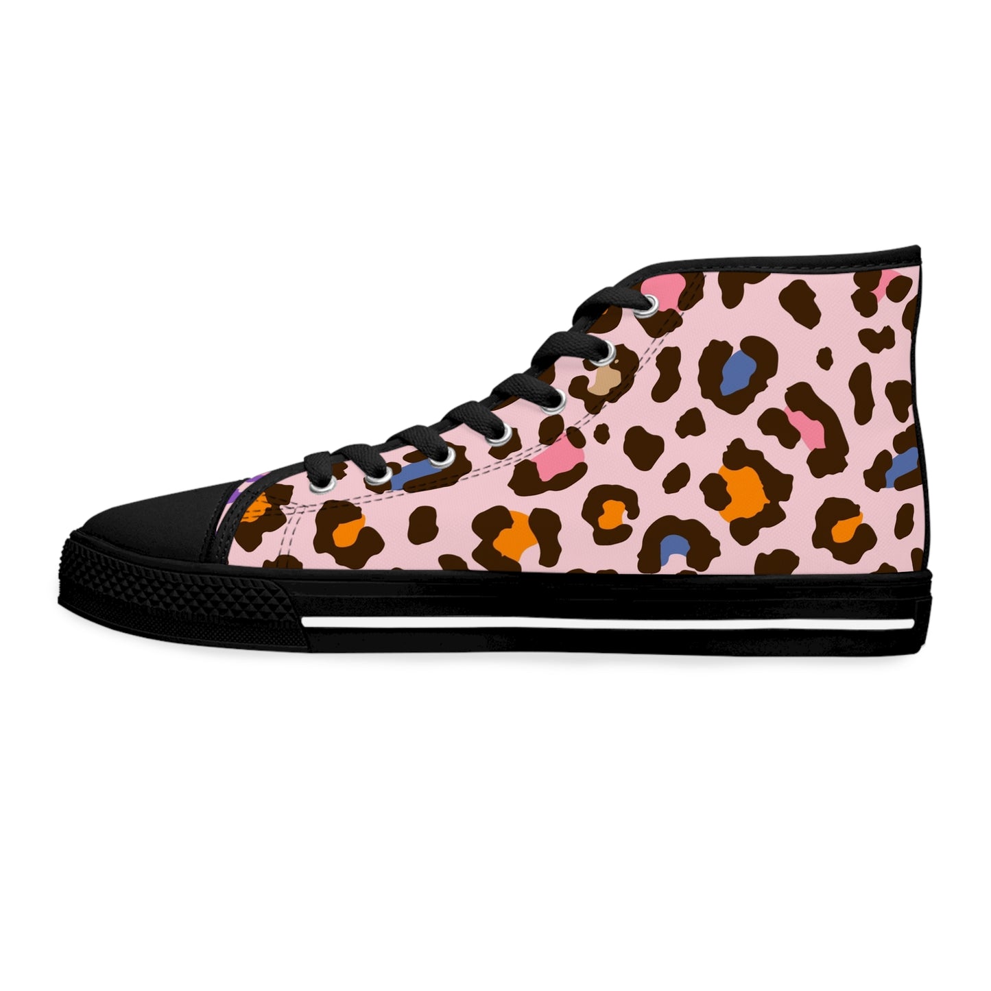 Women's Pretty In Pink High Top Sneakers — Pink Leopard Print Canvas Shoes