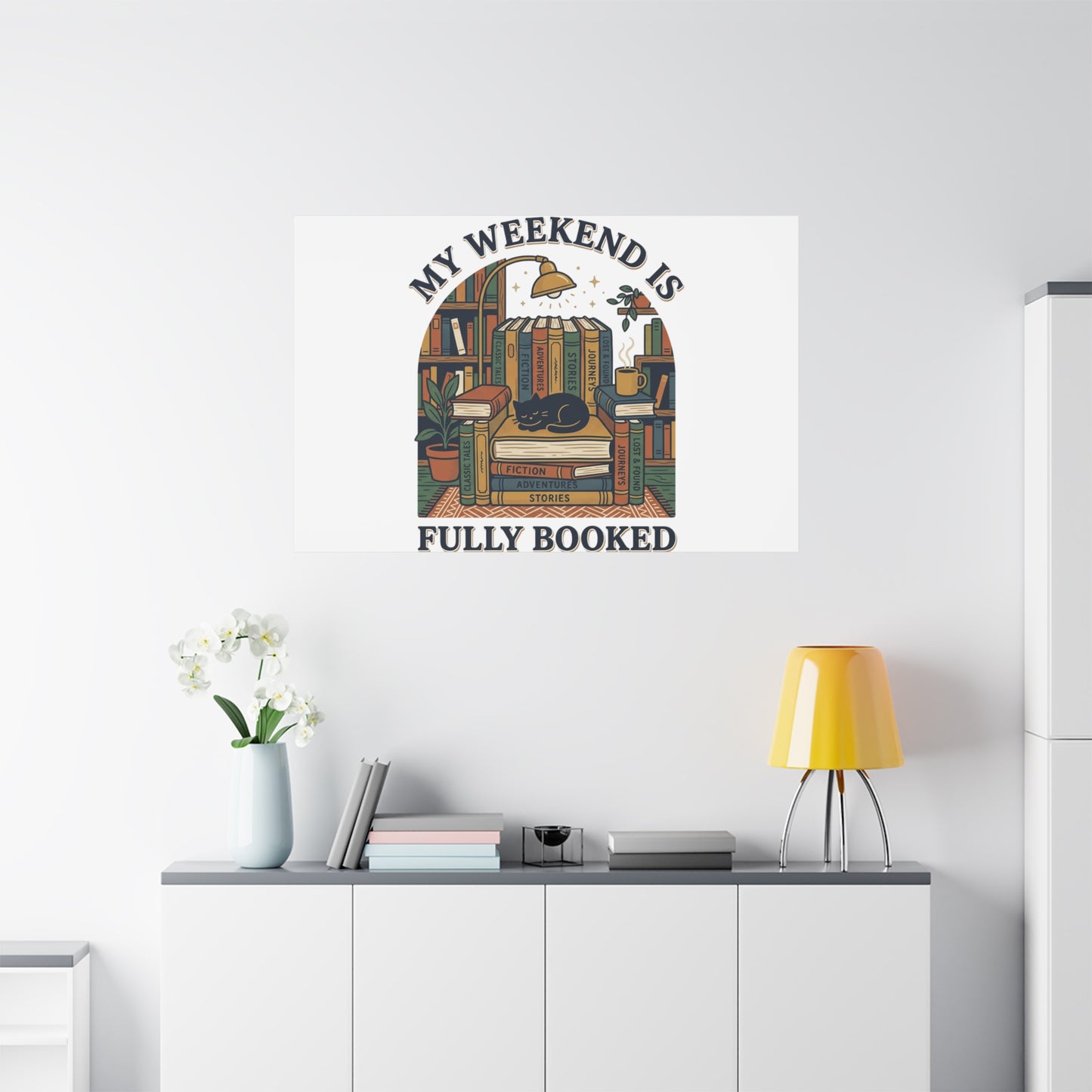 My Weekend Is Fully Booked Canvas | Book Lover, Cozy Reader Art