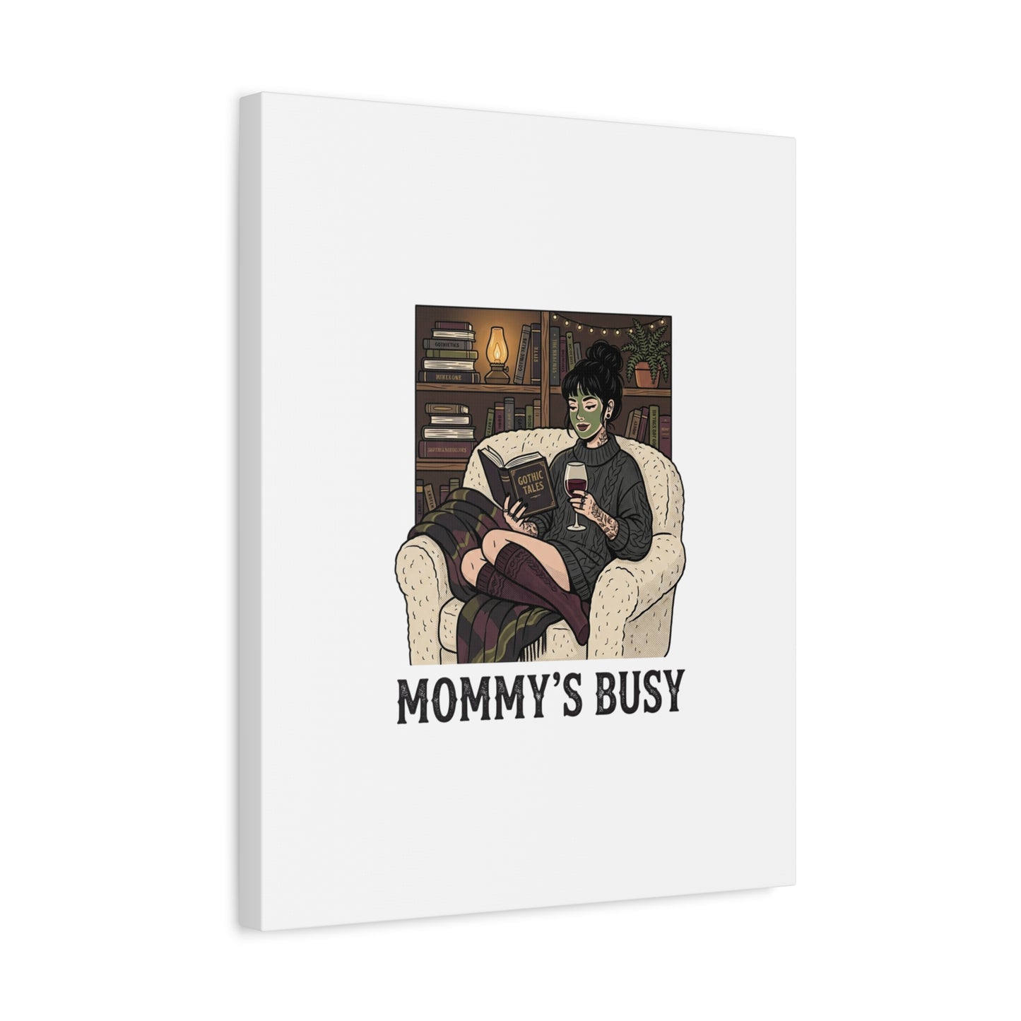 Mommy's Busy Reading Canvas, Book Lover Wall Art | Cozy Reader, Dark Academia