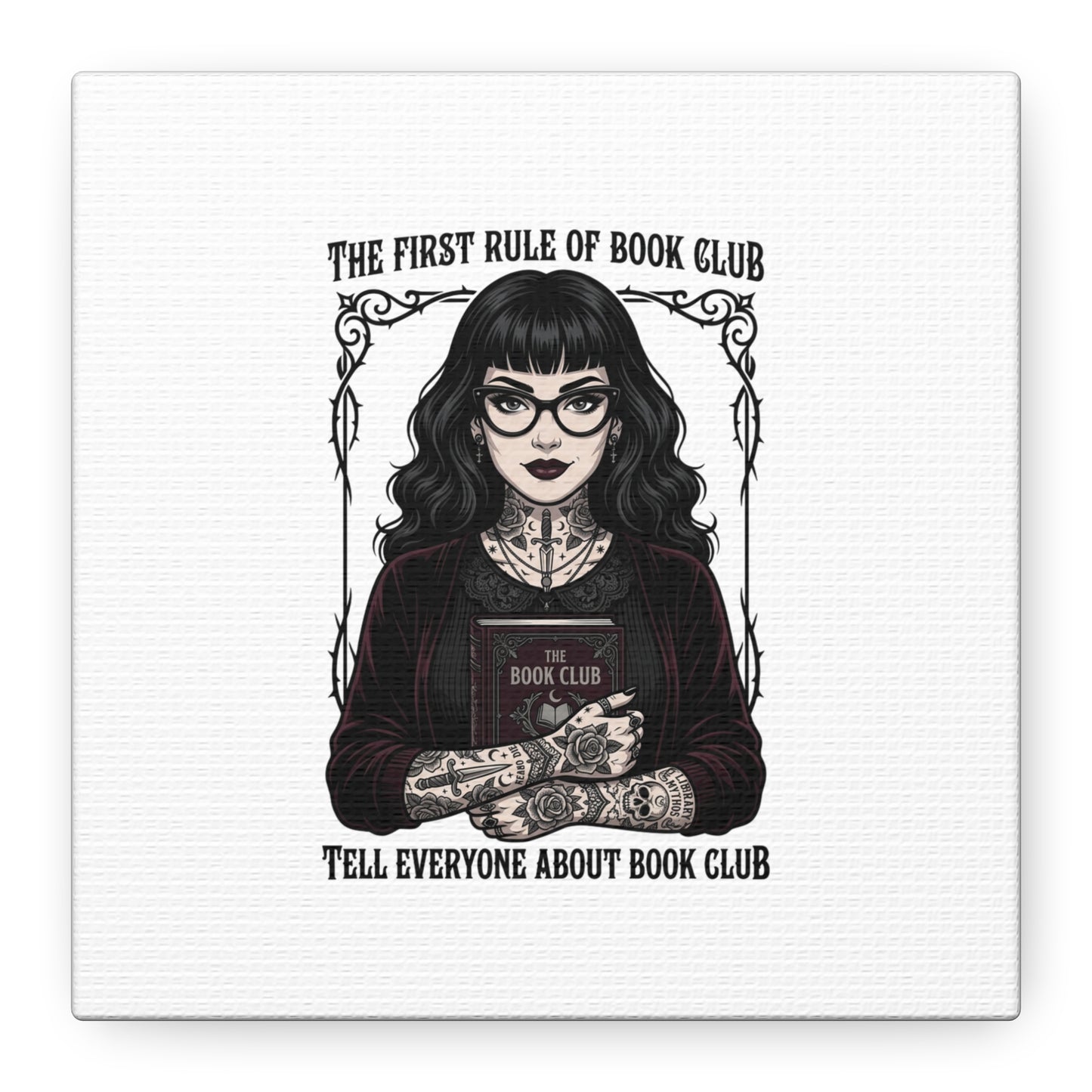Book Club Rule Canvas | Book Lover, Dark Academia Reading Decor