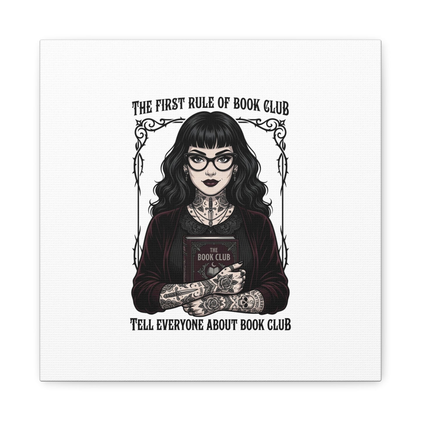 Book Club Rule Canvas | Book Lover, Dark Academia Reading Decor