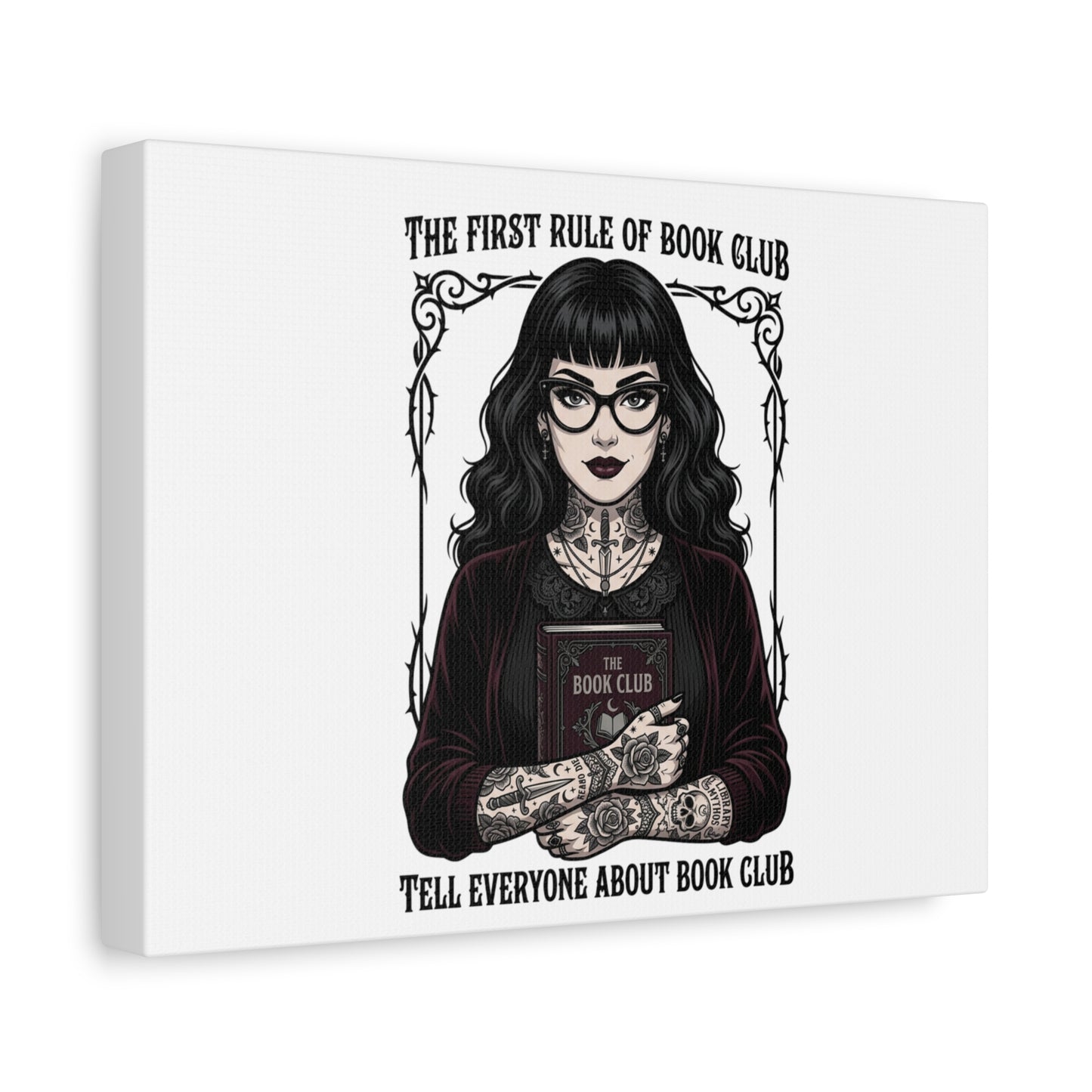 Book Club Rule Canvas | Book Lover, Dark Academia Reading Decor