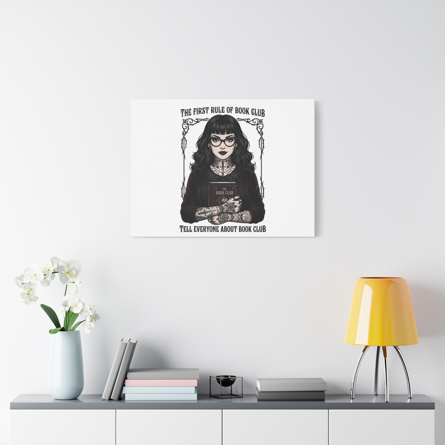 Book Club Rule Canvas | Book Lover, Dark Academia Reading Decor