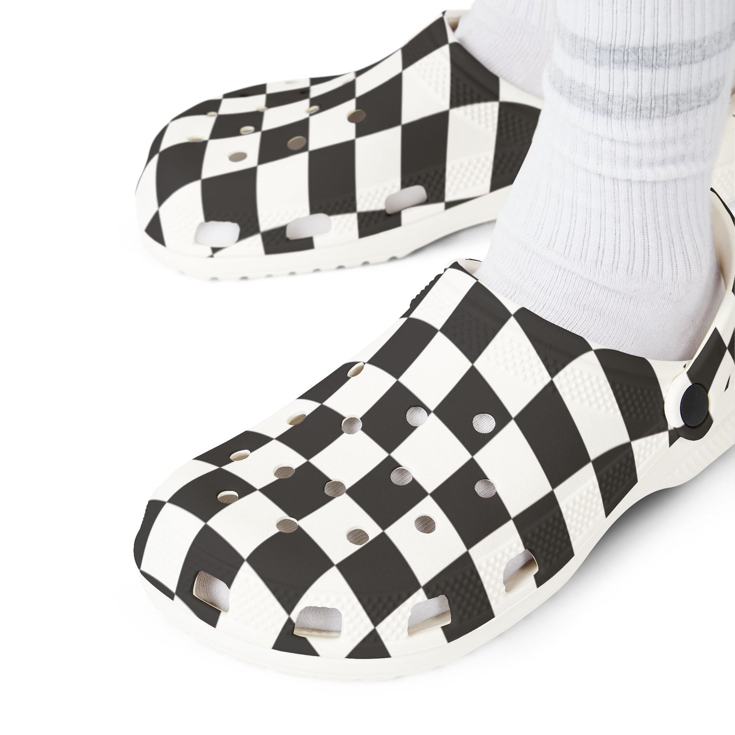 Unisex Checkerboard EVA Clogs - Black & White Slip-On Foam Shoes