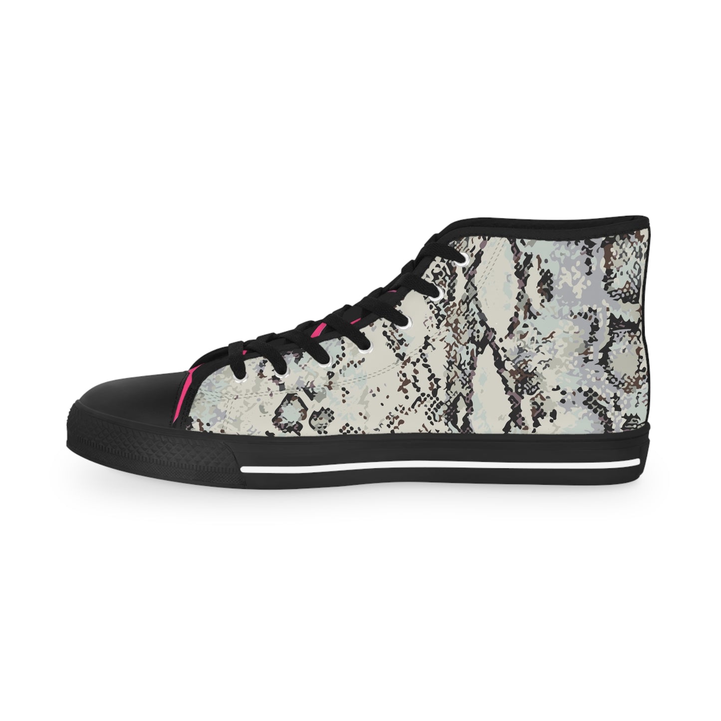Men's Snake Print High Top Sneakers — Men's Fashion Sneakers with Blue & Pink Accents