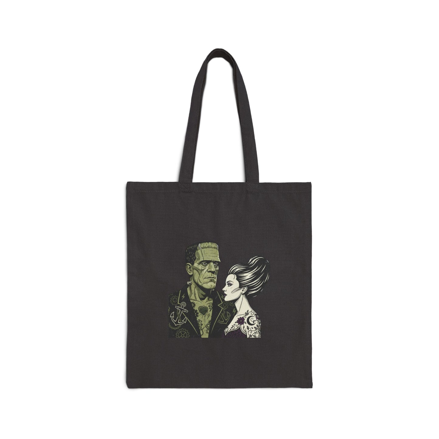 Monster Love Tote, Grunge Revival Plaid-Inspired Punk Graphic Tote