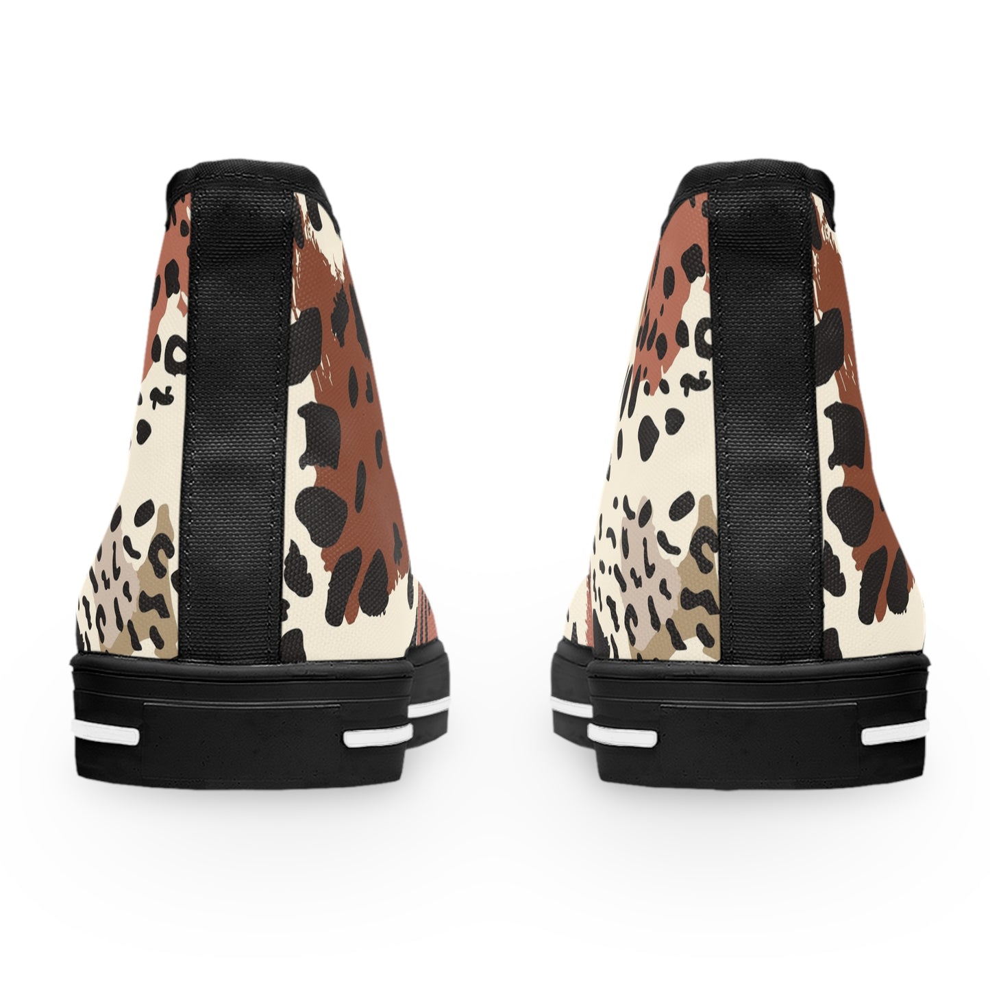 Women's Bougie In Brown High Top Sneakers — Neutral Mixed Animal Print Canvas Sneakers