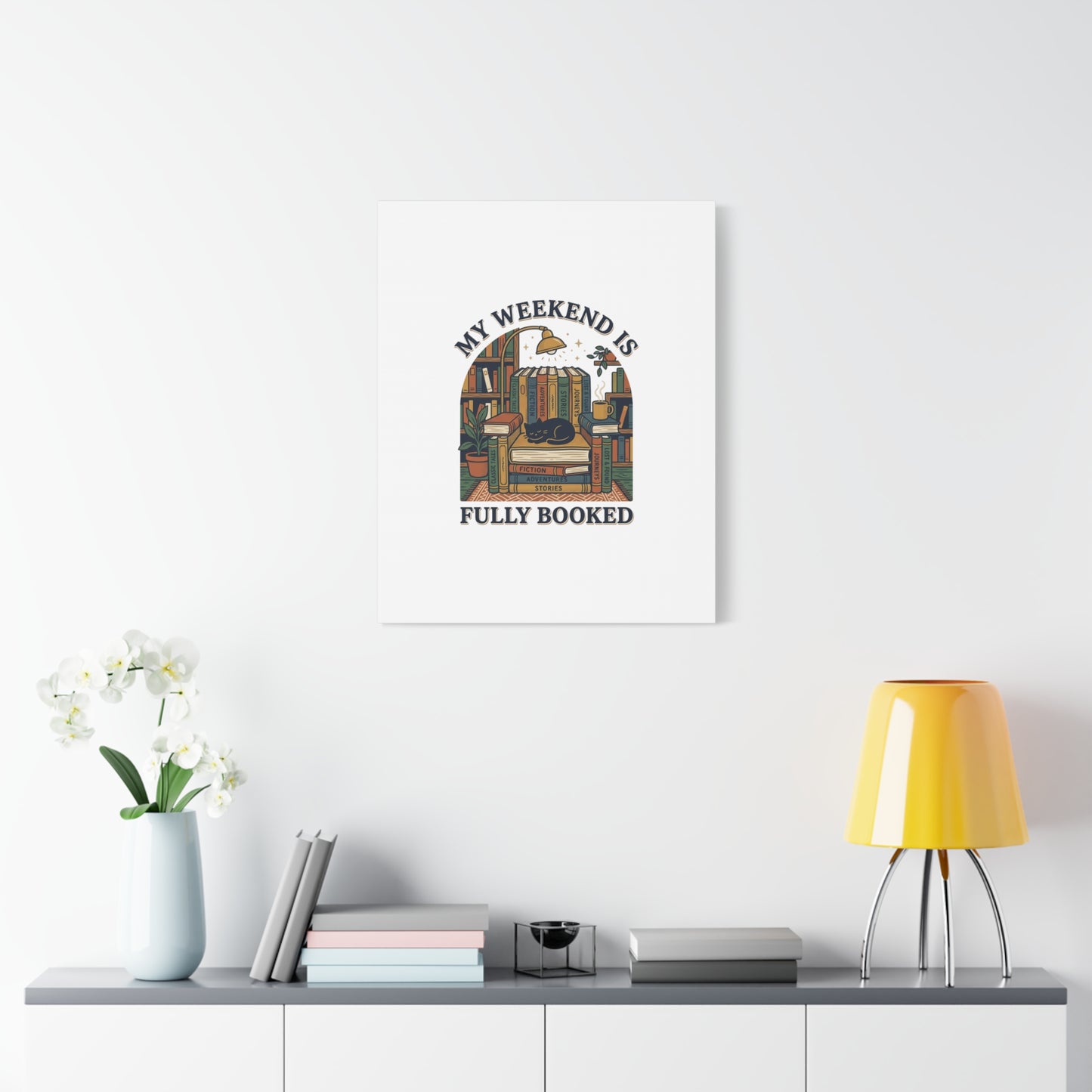 My Weekend Is Fully Booked Canvas | Book Lover, Cozy Reader Art