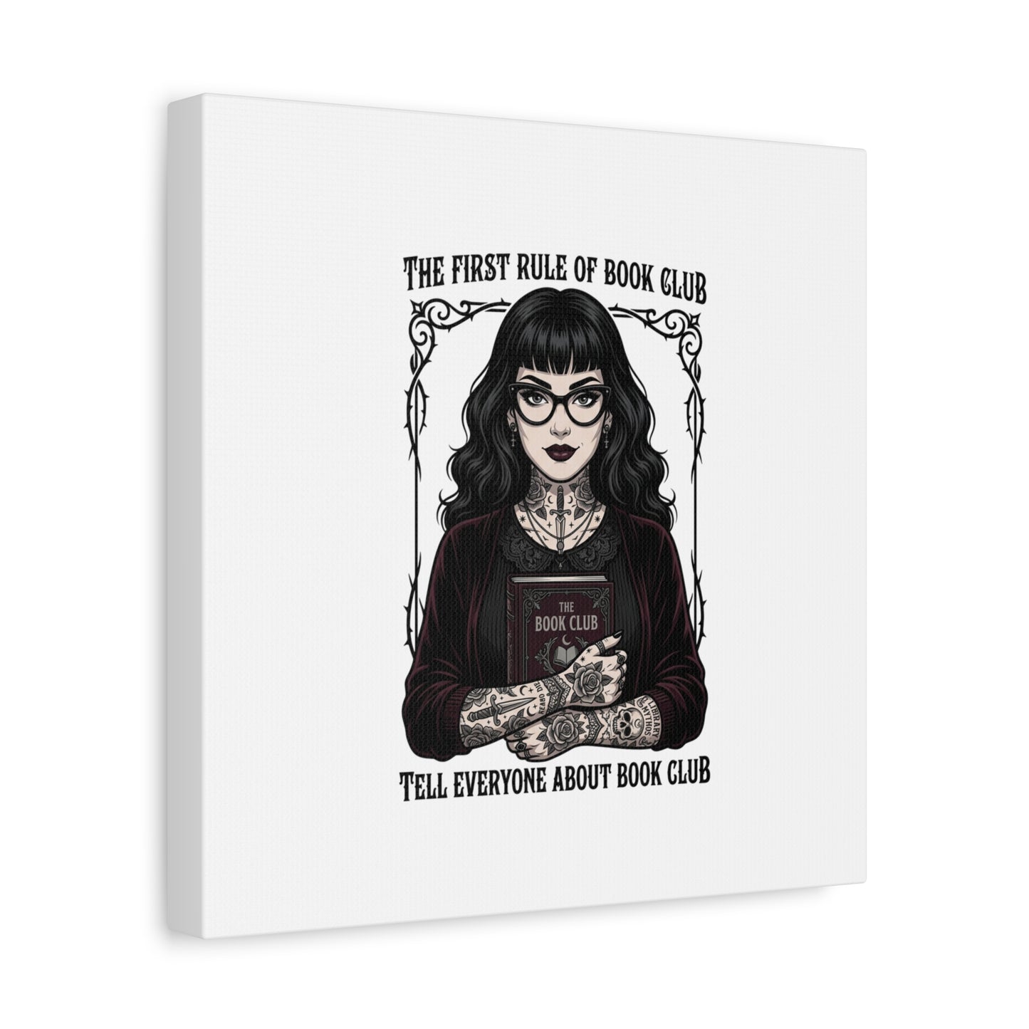 Book Club Rule Canvas | Book Lover, Dark Academia Reading Decor