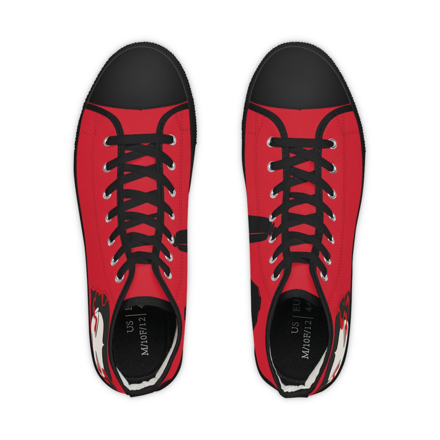 Men's Devil Dandy High Top Sneakers — Red & Black Skate-Style Men's Sneakers with Graphic Side Art