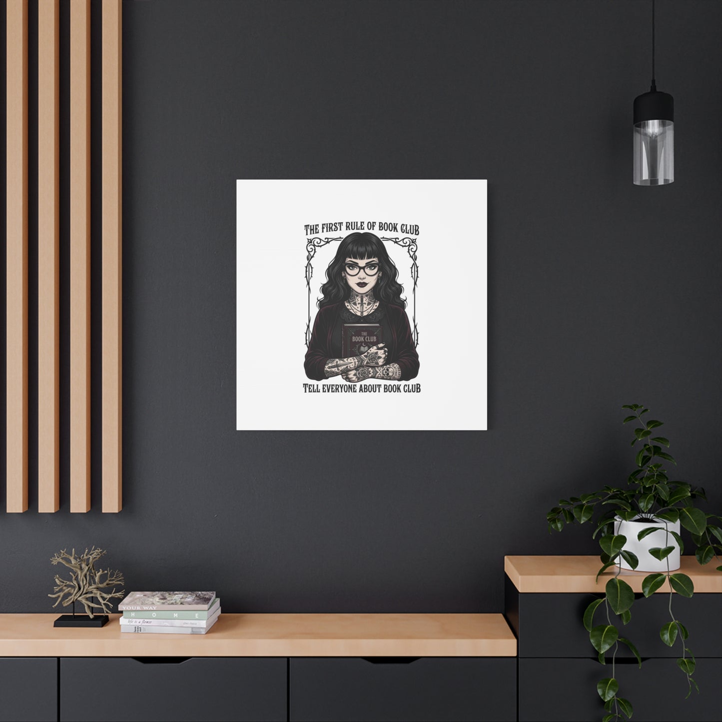 Book Club Rule Canvas | Book Lover, Dark Academia Reading Decor